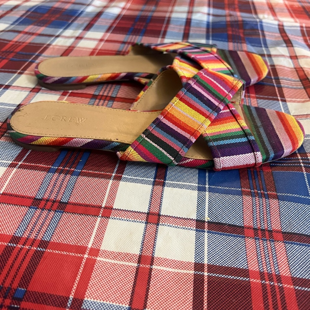 J. Crew Multicolor Striped Slide Sandals